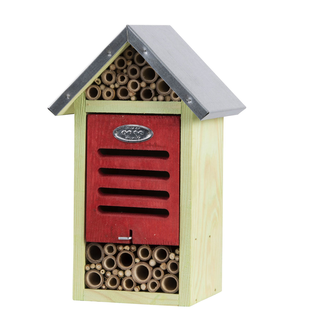 Esschert Design Insektenhotel M WA75 aus Kiefernholz mit Zinkdach und rotem Fach